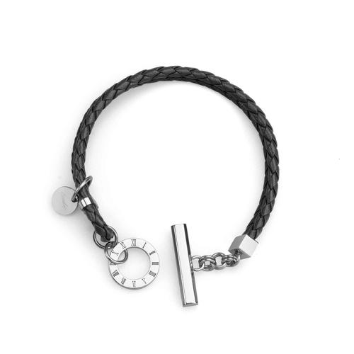 PU Schnur Armbänder, Titanstahl, mit Lederband, unisex, keine, Länge:18 cm, verkauft von PC