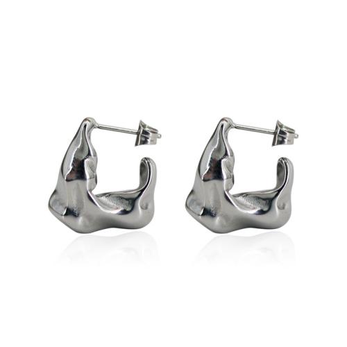 Titanium Steel Earrings, polished, for woman, silver color 