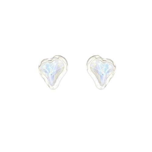 Glass Zinc Alloy Earring, with Glass, Heart, fashion jewelry & for woman 