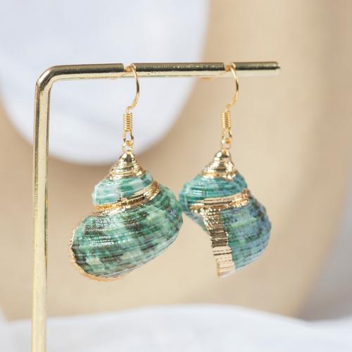 Seashell Earrings, Shell, with Zinc Alloy, fashion jewelry & for woman, green 