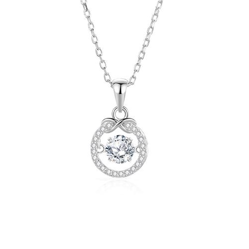 Cubic Zirconia Micro Pave Sterling Silver Necklace, 925 Sterling Silver, with 5cm extender chain, fashion jewelry & micro pave cubic zirconia & for woman Approx 40 cm [