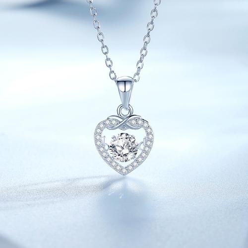 Cubic Zirconia Micro Pave Sterling Silver Necklace, 925 Sterling Silver, with 5cm extender chain, fashion jewelry & micro pave cubic zirconia & for woman Approx 40 cm [