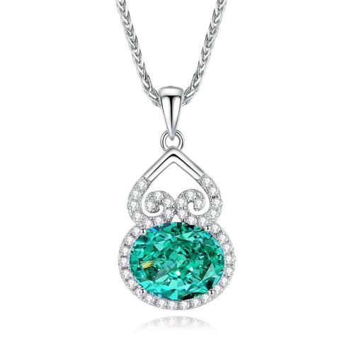 Cubic Zirconia Micro Pave Sterling Silver Necklace, 925 Sterling Silver, with 5cm extender chain, Calabash, fashion jewelry & micro pave cubic zirconia & for woman Approx 40 cm [