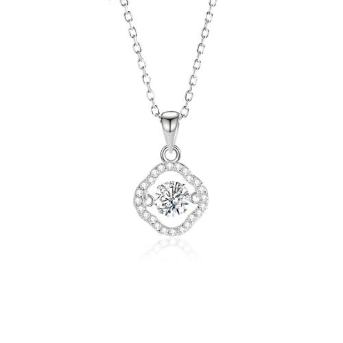 Cubic Zirconia Micro Pave Sterling Silver Necklace, 925 Sterling Silver, with 5cm extender chain, fashion jewelry & micro pave cubic zirconia & for woman Approx 40 cm [