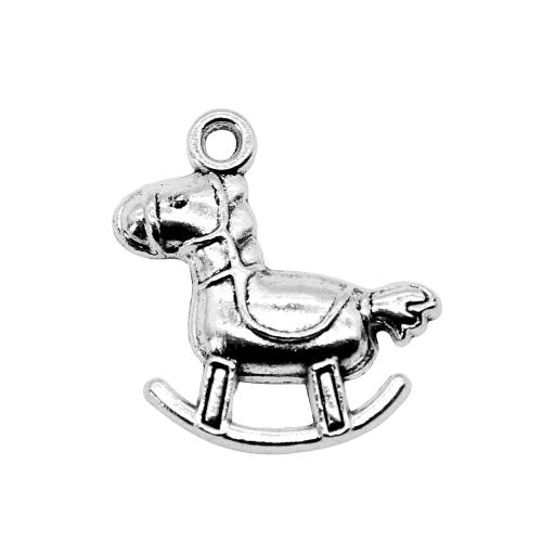 Zinc Alloy Animal Pendants, rocking horse, antique silver color plated, DIY [