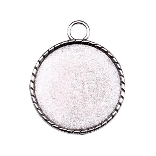 Zinc Alloy Pendant Cabochon Setting, Flat Round, antique silver color plated, DIY, inner mm 