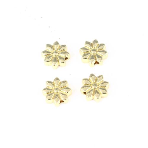 Brass Jewelry Beads, Flower, gold color plated, DIY 