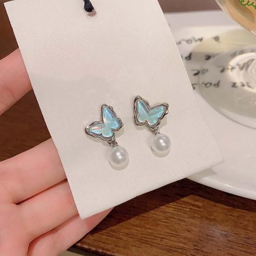 Resin Zinc Alloy Earring, with Resin & Plastic Pearl, plated, fashion jewelry 