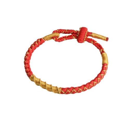 Polyamide Bracelet, with Golden Threads, handmade, Unisex, red Approx 13-18 cm 