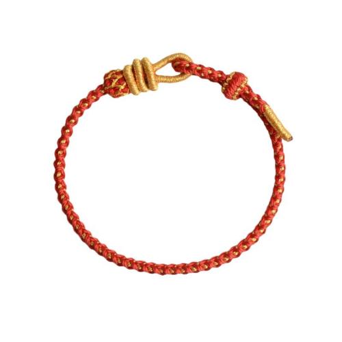 Polyamide Bracelet, with Golden Threads, handmade, Unisex, red Approx 18 cm 