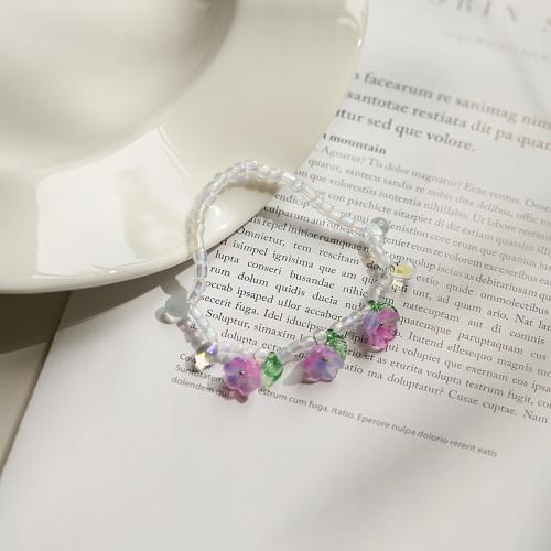 Kristall Armband, mit Seedbead, Blume, handgemacht, Modeschmuck & für Frau, mehrere Farben vorhanden, Länge:ca. 6-8 ZollInch, verkauft von PC[