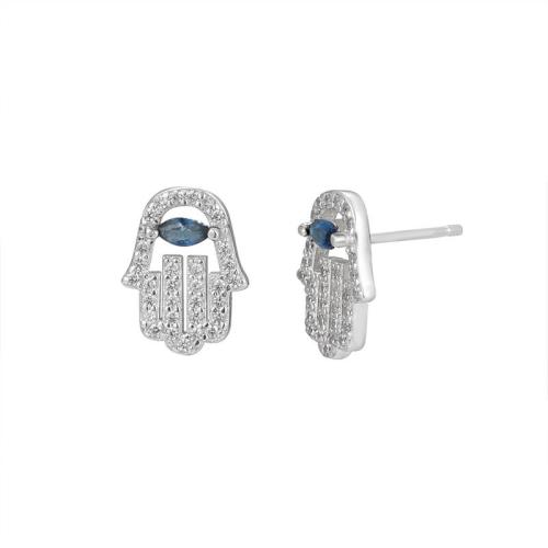 925 Sterling Silver Stud Earring, fashion jewelry & micro pave cubic zirconia & for woman [