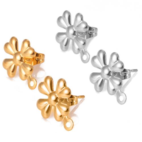 Stainless Steel Earring Stud Component, 304 Stainless Steel, Four Leaf Clover, plated, DIY [