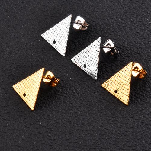 Stainless Steel Earring Stud Component, 304 Stainless Steel, Triangle, plated, DIY [