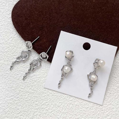 Brass Earring Drop Component, silver color plated, DIY, silver color 