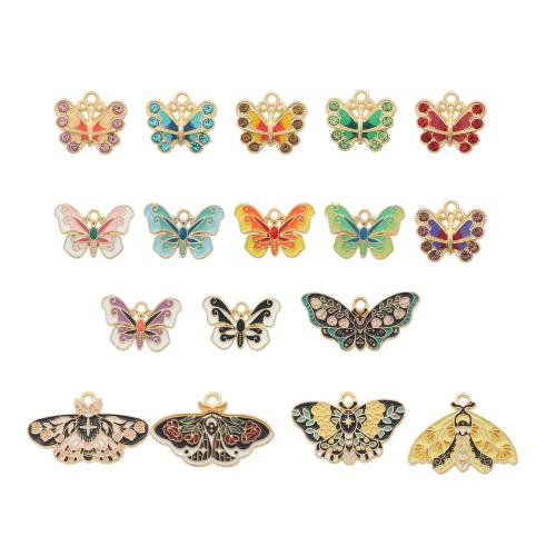 Zinc Alloy Enamel Pendants, Butterfly, plated, DIY & micro pave cubic zirconia 