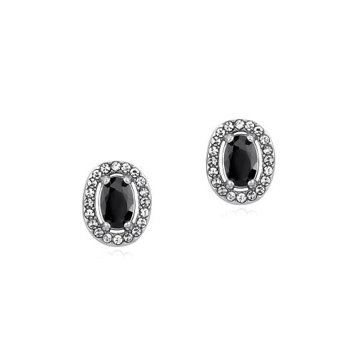 304 Stainless Steel Stud Earring, Oval, micro pave cubic zirconia & for woman 