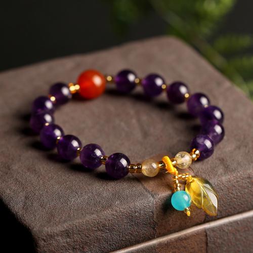 Gemstone Bracelets, Natural Stone, with Beeswax & Yunnan Red Agate & Zinc Alloy, fashion jewelry & for woman Approx 17 cm 