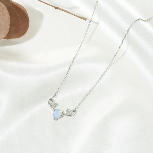 Rhinestone Zinc Alloy Necklace, fashion jewelry & for woman & with rhinestone, silver color Approx 51 cm 