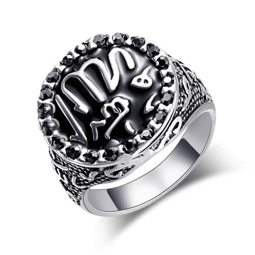 ラインス トーン亜鉛合金指のリング, 亜鉛合金, ファッションジュエリー & 異なるサイズの選択 & 男性用 & ライン石のある, 無色, 売り手 パソコン[