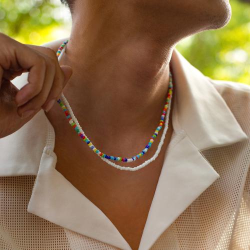 Collar de perlas de cristal semilla, Seedbead, Joyería, color mixto, longitud:50 cm, Vendido por UD[