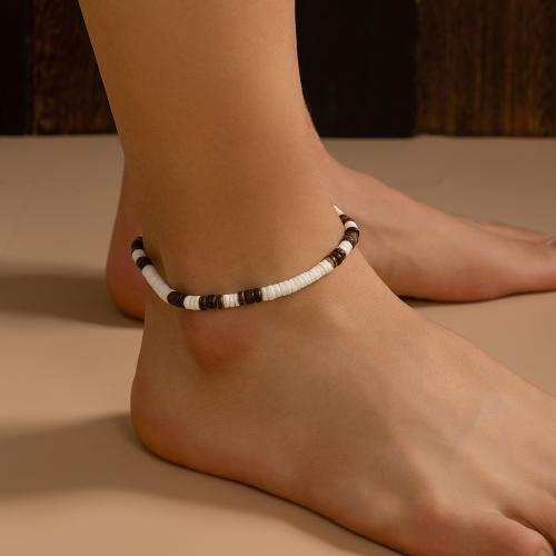 Fashion Jewelry Anklet, Shell, with Wood, with 5cm extender chain, mixed colors cm 
