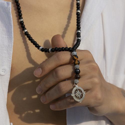 Acrylic Necklace, Coco, with Tiger Eye & Acrylic, fashion jewelry, black cm 