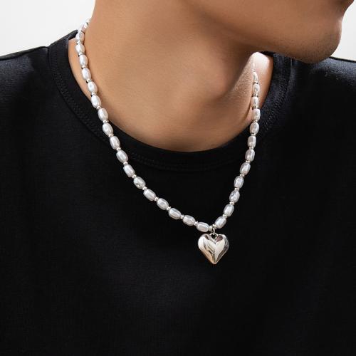 Plastik-Perlenkette, Kunststoff Perlen, mit Verkupferter Kunststoff, mit Verlängerungskettchen von 7cm, Modeschmuck, weiß, Länge:45 cm, verkauft von PC[