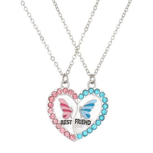 Rhinestone Zinc Alloy Necklace, Heart, fashion jewelry & for woman & with rhinestone Approx 41-50 cm 