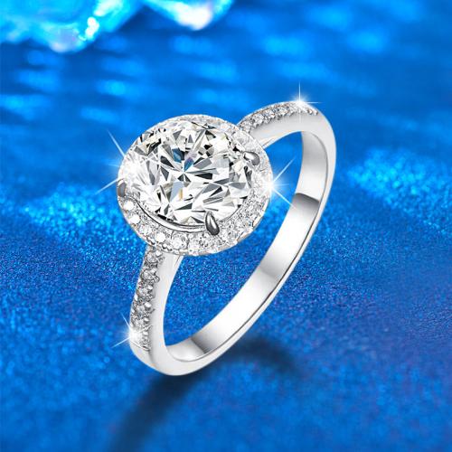 925 Sterling Silver Finger Ring, with Moissanite, Oval, platinum plated & for woman, US Ring 