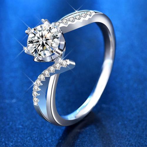 925 Sterling Silver Finger Ring, with Moissanite, fashion jewelry & for woman, US Ring 