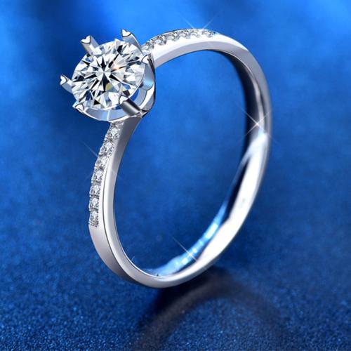 925 Sterling Silver Finger Ring, with Moissanite, Snowflake, platinum plated, fashion jewelry & for woman, US Ring 
