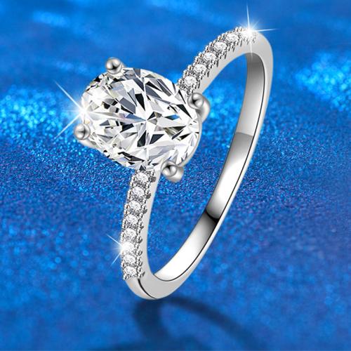 925 Sterling Silver Finger Ring, with Moissanite, Oval, fashion jewelry & for woman, US Ring 