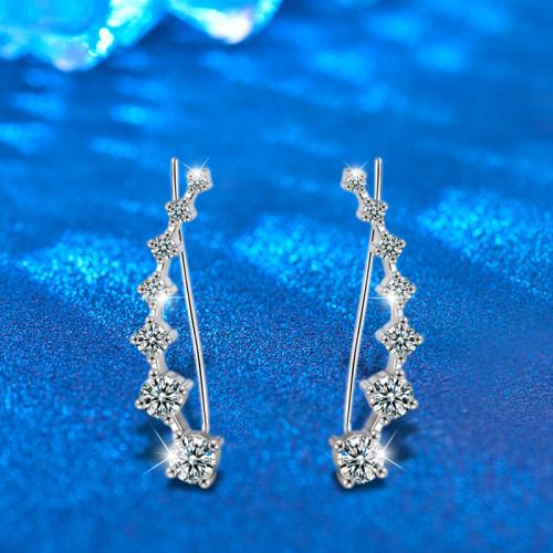 925 Sterling Silver Stud Earring, with Moissanite, fashion jewelry & for woman, 30mm 
