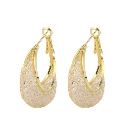 Zinc Alloy Leverback Earring, fashion jewelry & micro pave cubic zirconia & for woman, golden 