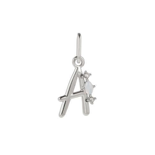 Zinc Alloy Alphabet Pendants, with Sea Opal, Alphabet Letter & with rhinestone, platinum color, 32mm 