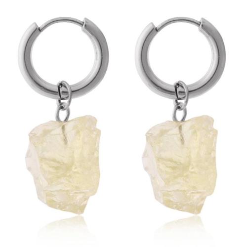 Gemstone Drop Earring, Natural Stone, with 304 Stainless Steel, fashion jewelry & for woman Stone 10mm 