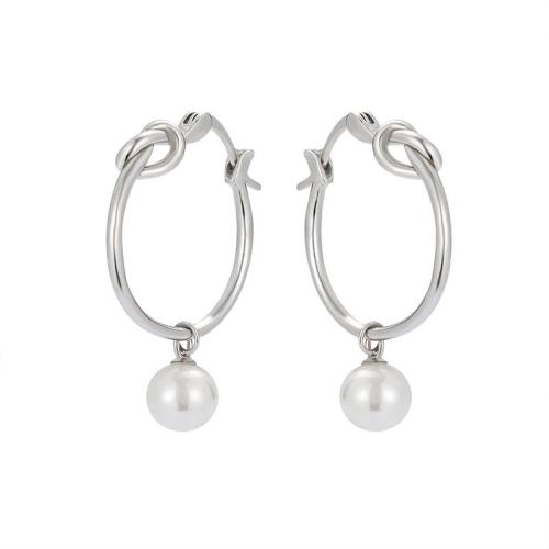 Sterling Silver Drop Earring, 925 Sterling Silver, with Shell Pearl, fashion jewelry & for woman, 33.4mm 