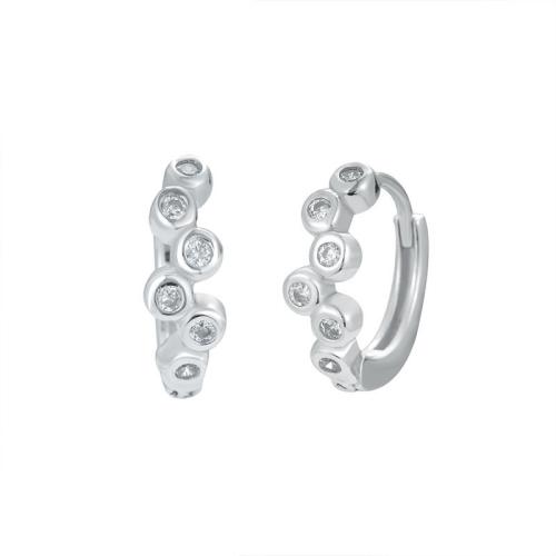 Silver Earring Zircon pavent Sterling, Argent sterling 925, bijoux de mode & pavé de micro zircon & pour femme, 12.9mm, Vendu par paire