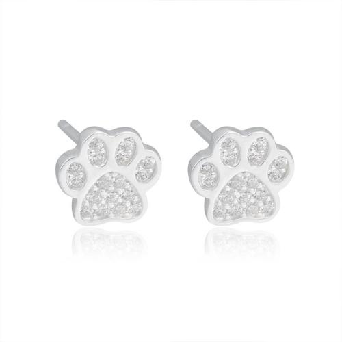 Cubic Zirconia Micro Pave Sterling Silver Earring, 925 Sterling Silver, Claw, fashion jewelry & micro pave cubic zirconia & for woman, 8mm 