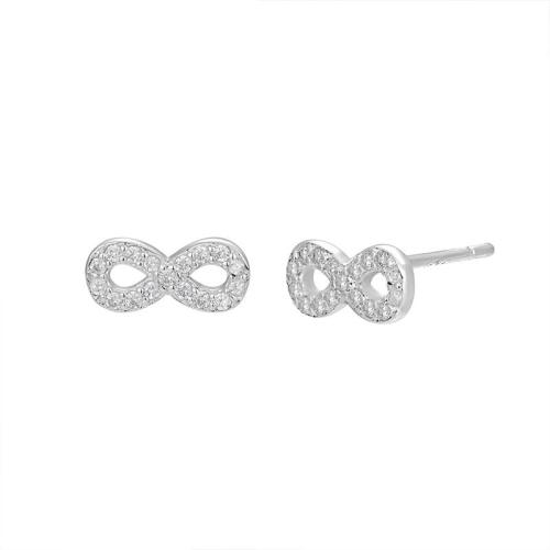 Cubic Zirconia Micro Pave Sterling Silver Earring, 925 Sterling Silver, Infinity, fashion jewelry & micro pave cubic zirconia & for woman 