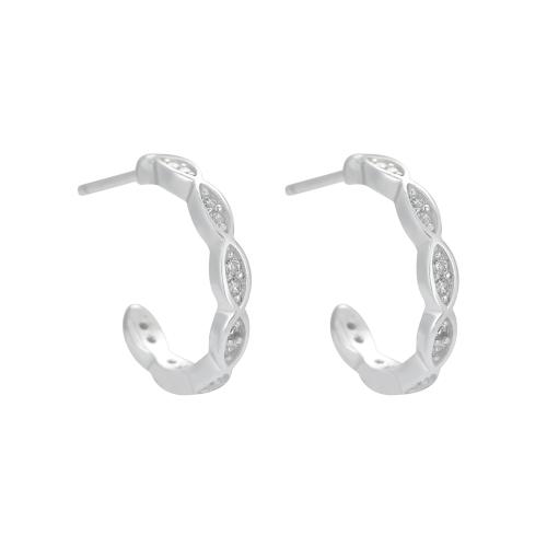 Silver Earring Zircon pavent Sterling, Argent sterling 925, bijoux de mode & pavé de micro zircon & pour femme, 15mm, Vendu par paire