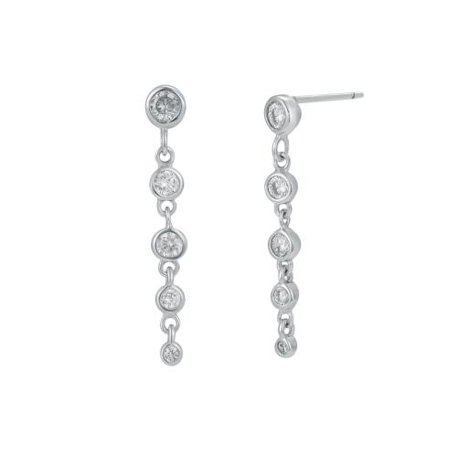Silver Earring Zircon pavent Sterling, Argent sterling 925, bijoux de mode & pavé de micro zircon & pour femme, plus de couleurs à choisir, 28mm, Vendu par paire