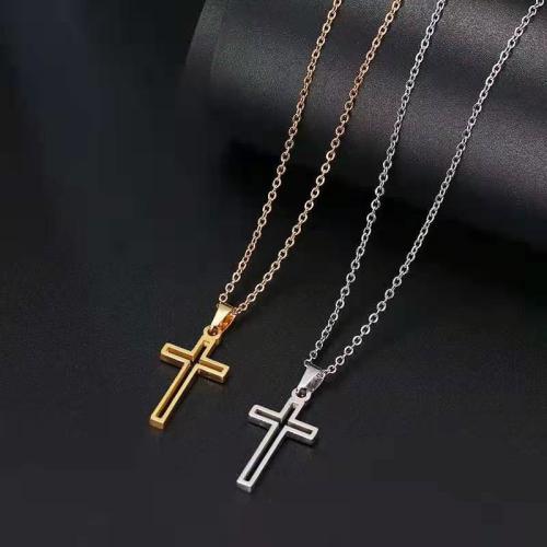 Stainless Steel Jewelry Necklace, 304 Stainless Steel, Cross, plated, for woman cm 