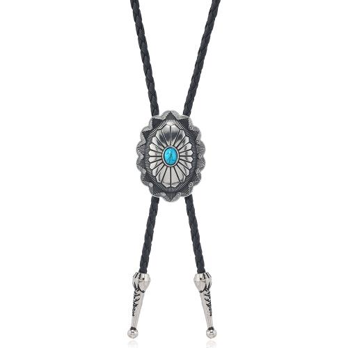 Fashion Sweater Chain Necklace, PU Leather, with turquoise & Zinc Alloy, plated, fashion jewelry & for man Approx 15.7-27.5 Inch 
