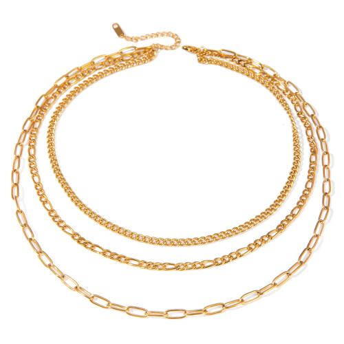 Fashion Multi Layer Necklace, 304 Stainless Steel, with 5cm extender chain, 18K gold plated, three layers & fashion jewelry & for woman Approx 35.5 cm, Approx 39.5 cm, Approx 45 cm 