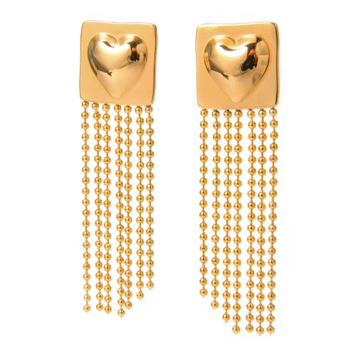Fashion Fringe Earrings, 304 Edelstahl, 18K vergoldet, Modeschmuck & für Frau, 71x20mm, verkauft von Paar