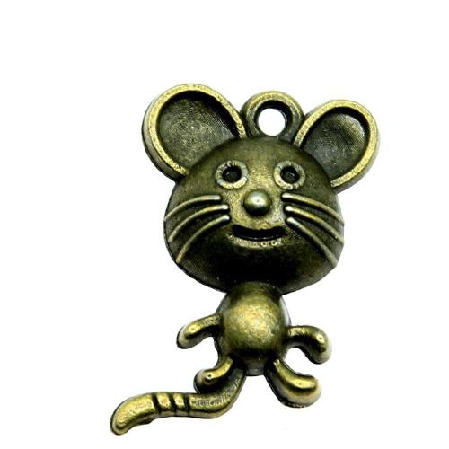 Zinc Alloy Animal Pendants, Mouse, antique bronze color plated, DIY 