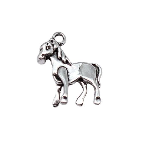 Pendentifs animaux en alliage de zinc, cheval, Plaqué de couleur d'argent, DIY Vendu par PC