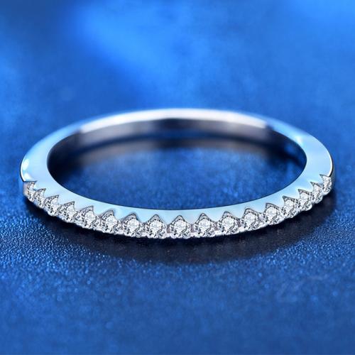 Plata de ley 925 anillo, con Moissanite, chapado en platina real, Joyería & diverso tamaño para la opción & para mujer, tamaño:5-9, Vendido por UD